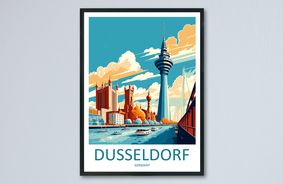 Dusseldorf Travel Poster, Germany Wall Decor