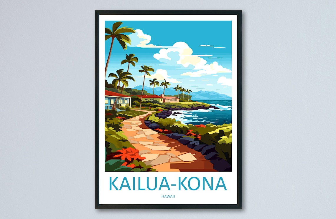 Kailuakona Travel Poster, Hawaii Place Print
