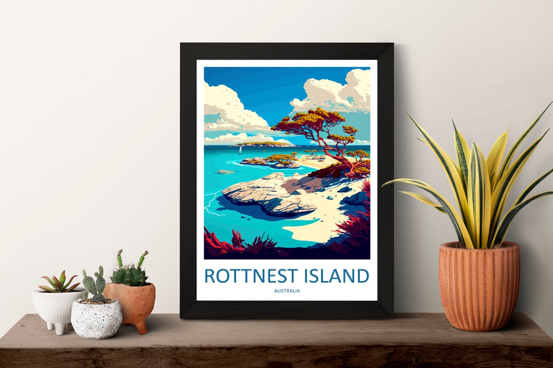 Rottnest Island Australia Turquoise Cove Colorful Travel Poster - Image 3