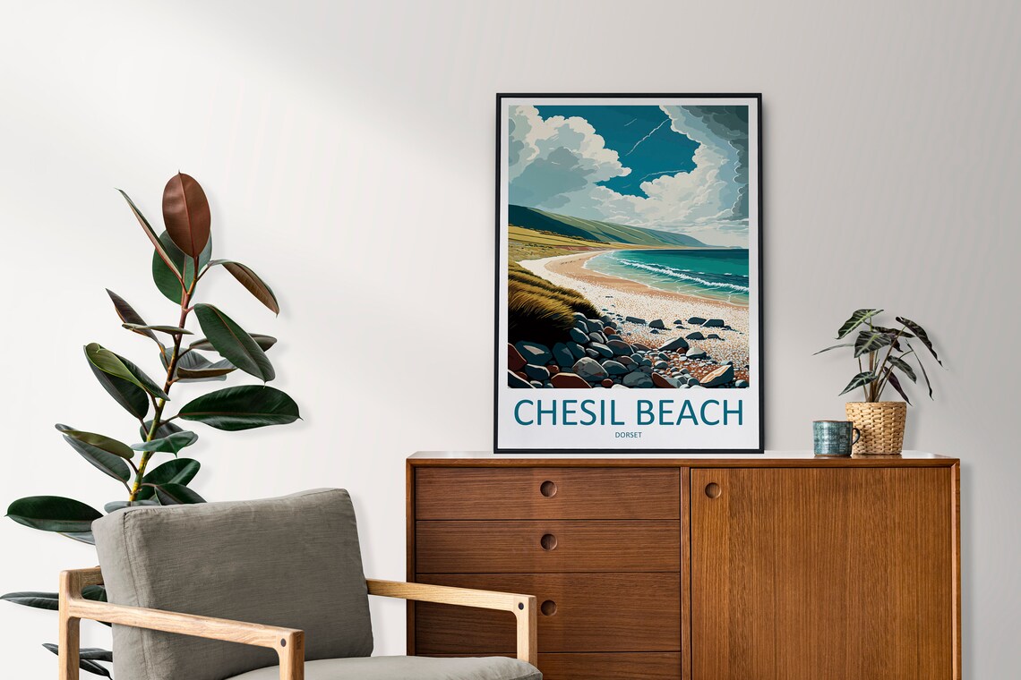 Chesil Beach Travel Poster, England Coastal Wall Art - Image 2