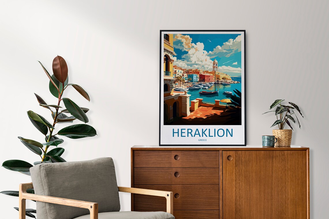 Heraklion Greece Travel Poster, Wall Art Print - Image 2