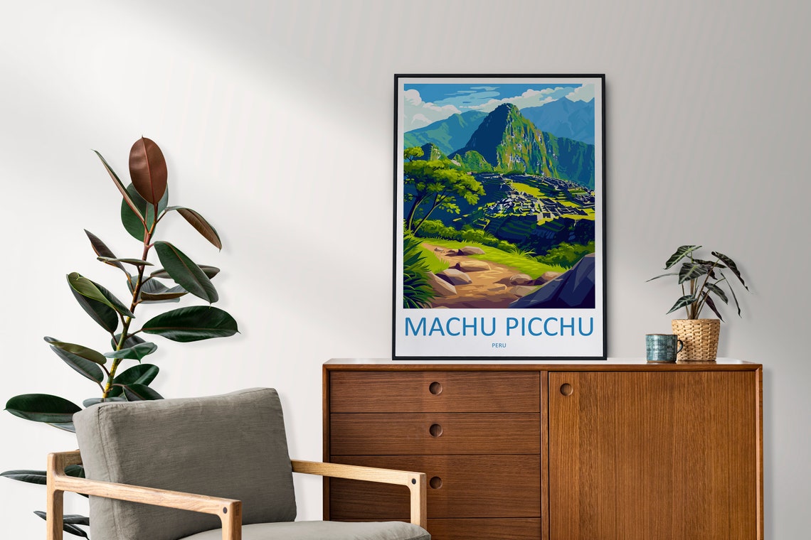 Machu Picchu Peru Inca Ruins Retro Illustration Travel Poster - Image 2
