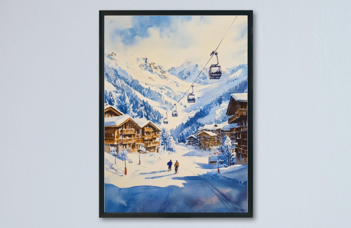 Lech Alpine Ski Resort Gondolas Snowy Chalets Austrian Winter Poster