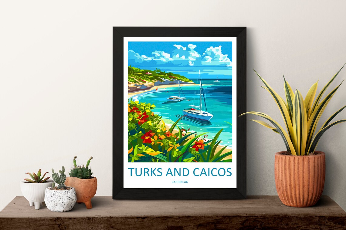 Turks And Caicos Islands Travel Poster, Caribbean Decor - Image 3