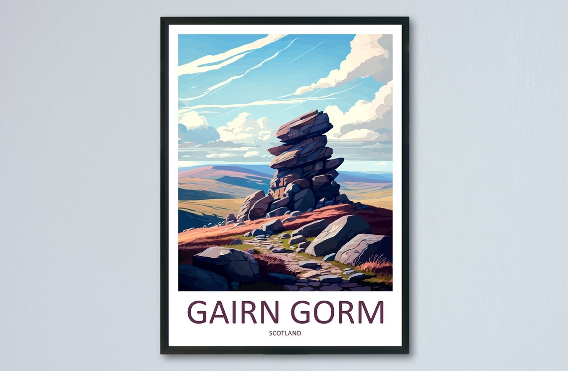 Gairn Gorm Scotland Rock Tor Highland Vintage Style Travel Poster