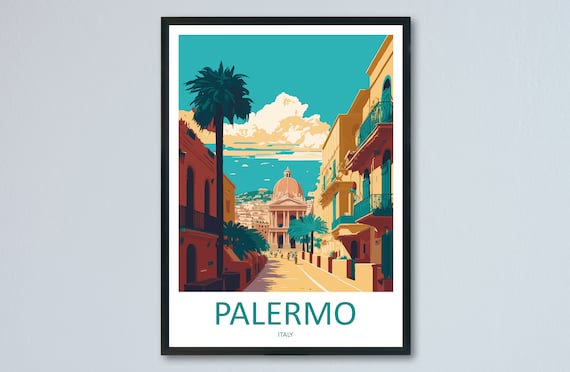 Palermo Travel Poster, Sicily Town Wall Art Print