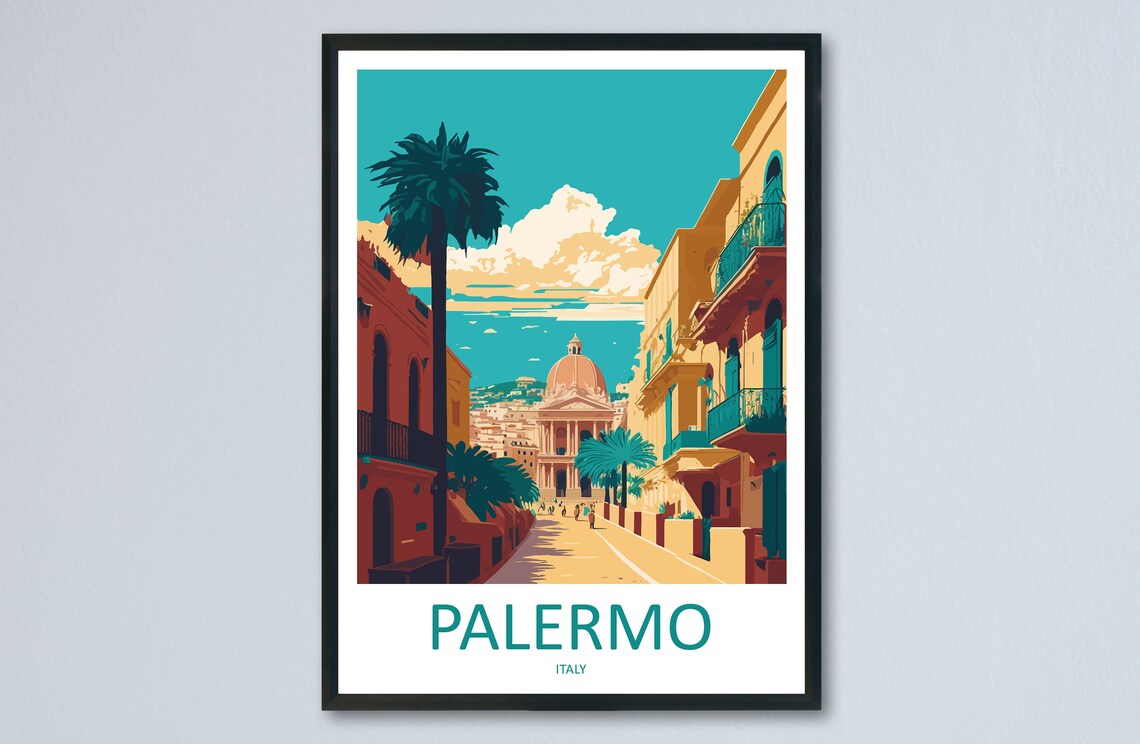 Palermo Travel Poster, Sicily Town Wall Art Print