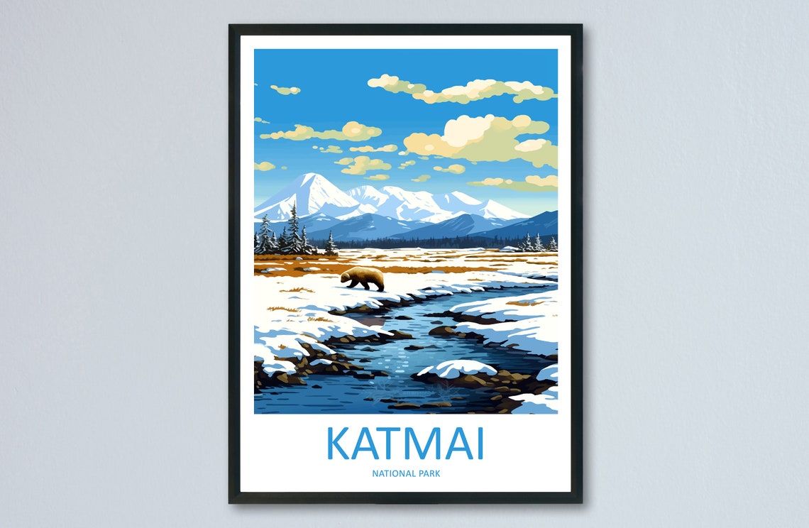 Katmai National Park Brown Bear Wildflower Tundra River Poster