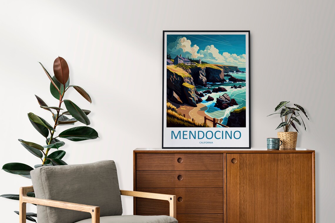 Mendocino Travel Poster, California Place Print - Image 2