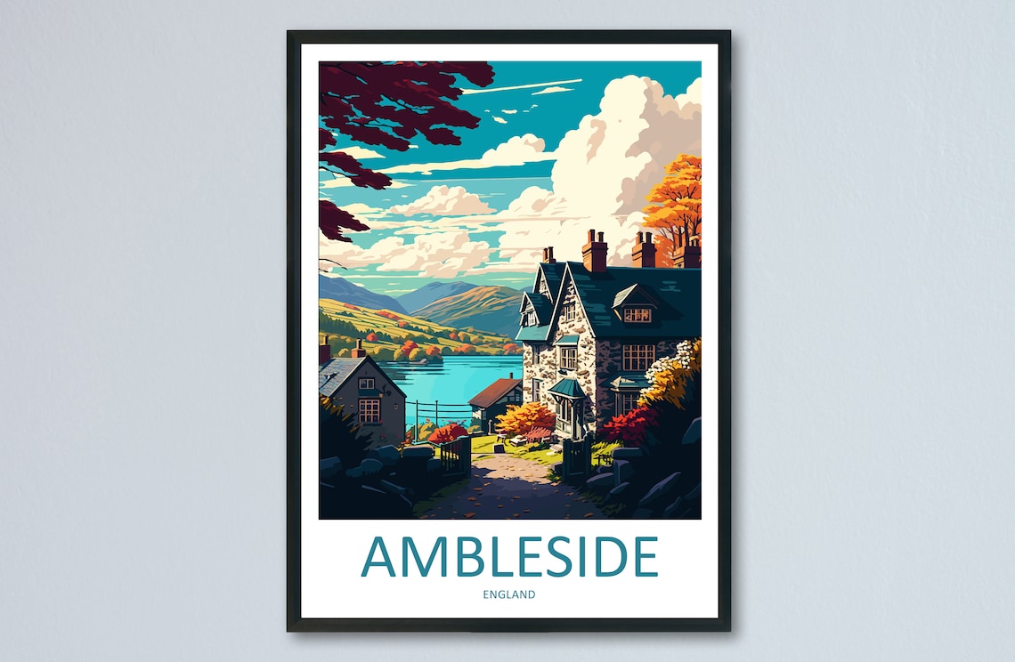 Ambleside Travel Poster, England Art Print