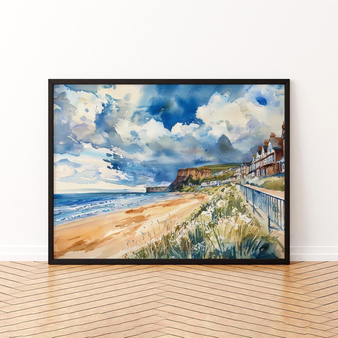 Saltburnbythesea Watercolor Poster, Landscape