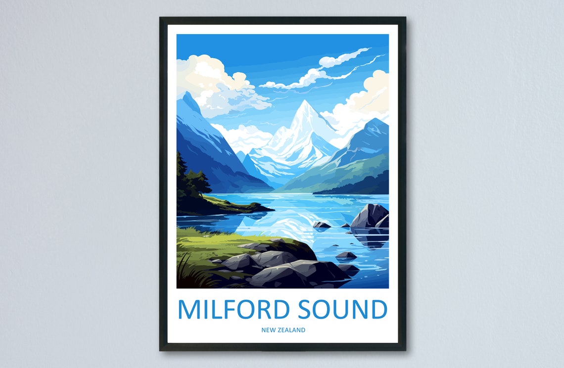 Milford Sound Travel Print Wall Art Milford Sound Wall Hanging Home Dcor Milford Sound Gift Art Lovers New Zealand Art Lover Gift