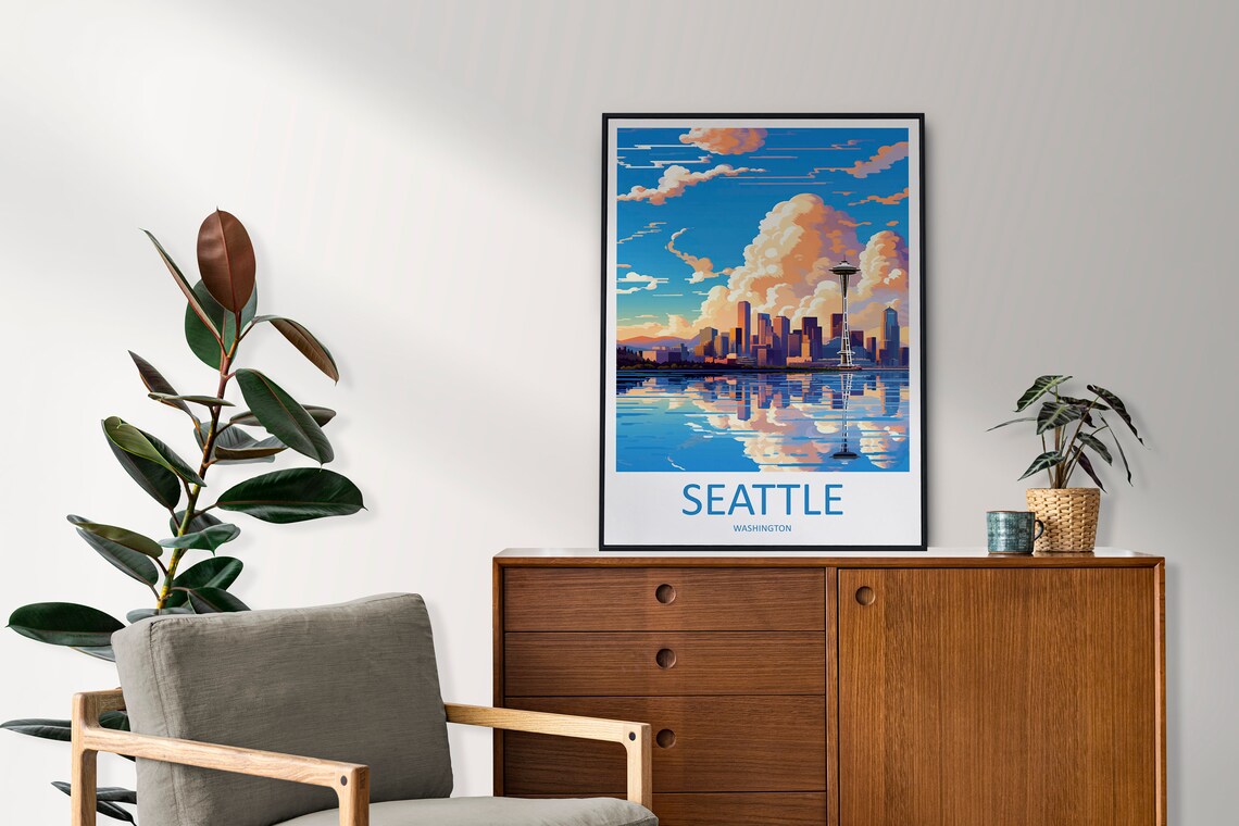 Seattle Travel Poster, Washington DC Gift Art - Image 2