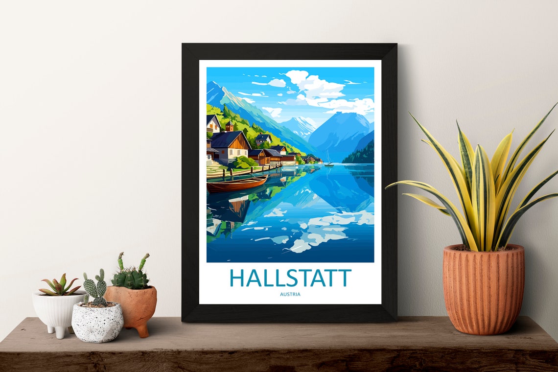 Hallstatt Austria Lakeside Village Reflections Travel Poster - Image 3