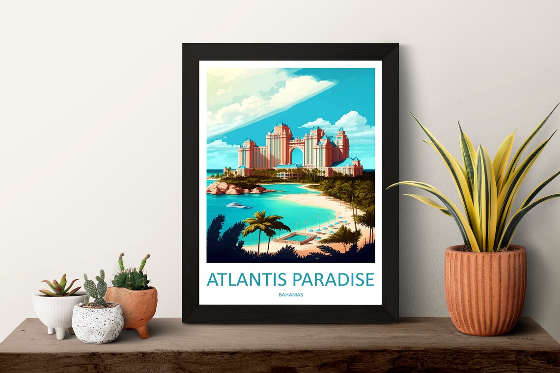 Atlantis Paradise Bahamas Grand Resort Beach Turquoise Bay Poster - Image 3