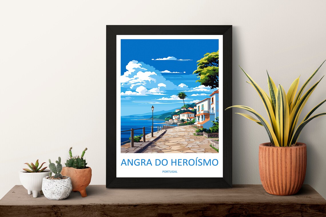 Angra Do Heroismo Azores Coastal Promenade Portugal Travel Poster - Image 3
