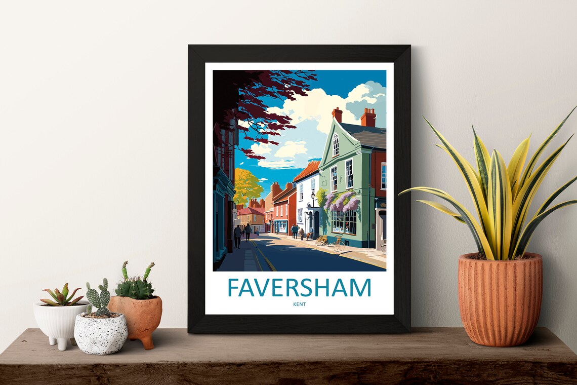 Faversham Kent Historic Market Town Street Colorful Houses Poster - Image 3
