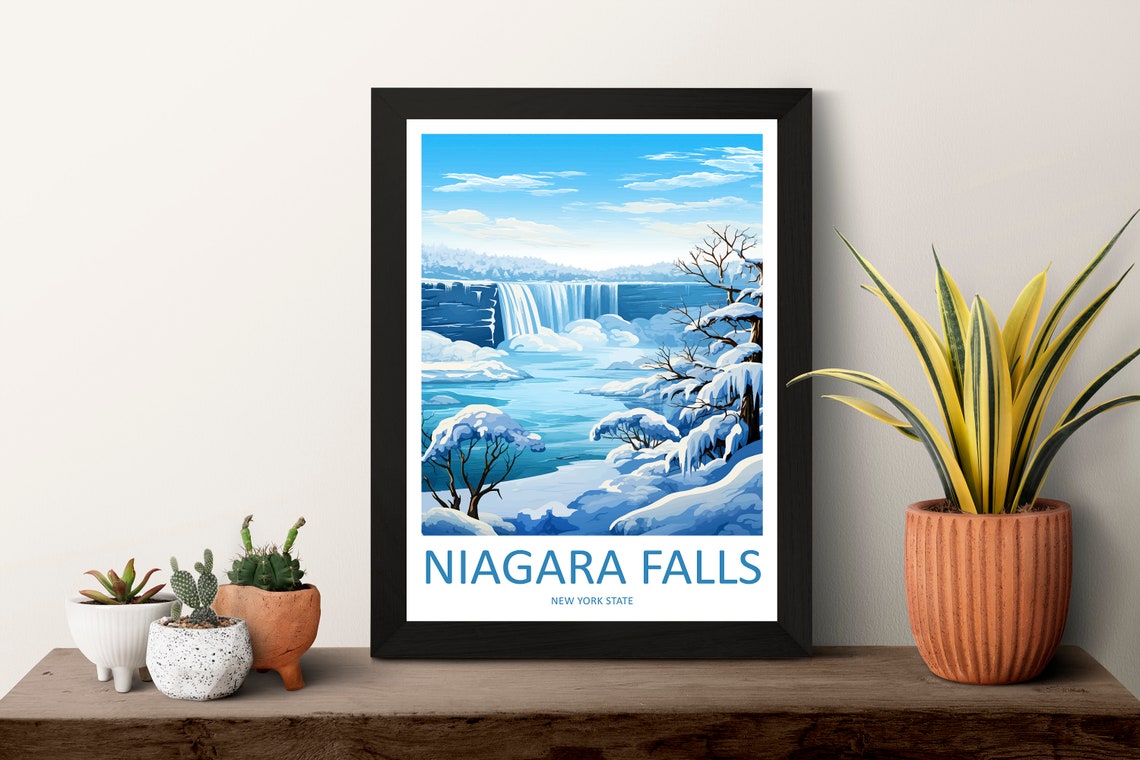 Niagara Falls Winter Snow Wonderland New York State Travel Poster - Image 3