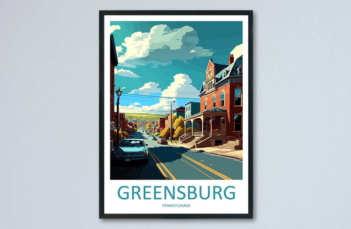 Greensburg Travel Poster, Pennsylvania Place Print