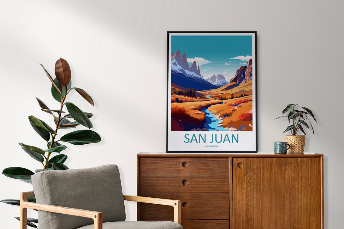 San Juan Argentina Andes Mountain Valley Stream Travel Art Poster - Image 2
