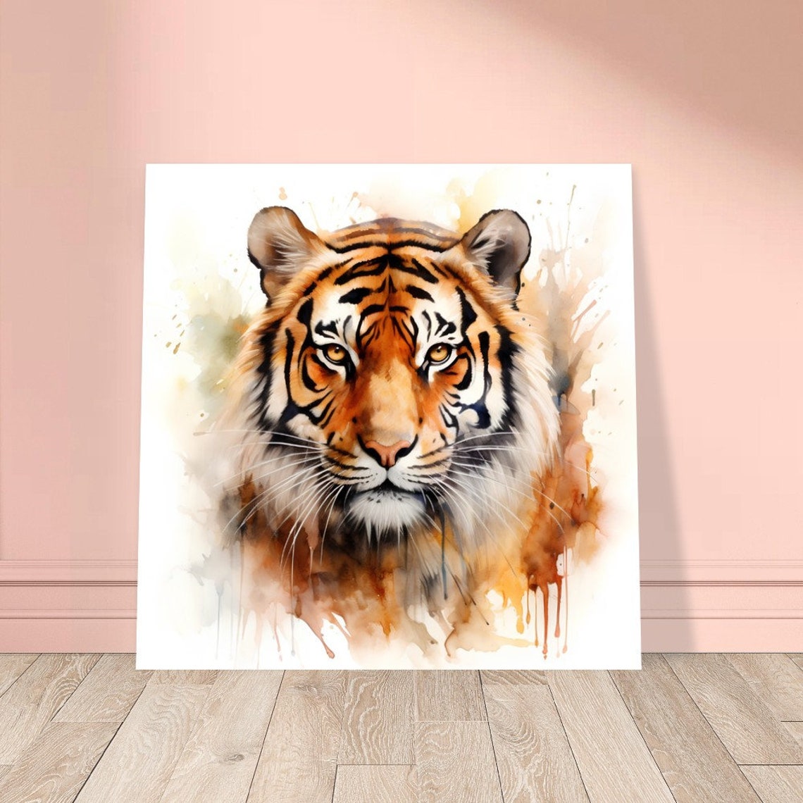 Tiger Face Close Up Golden Eyes Watercolour Wildlife Animal Poster - Image 4