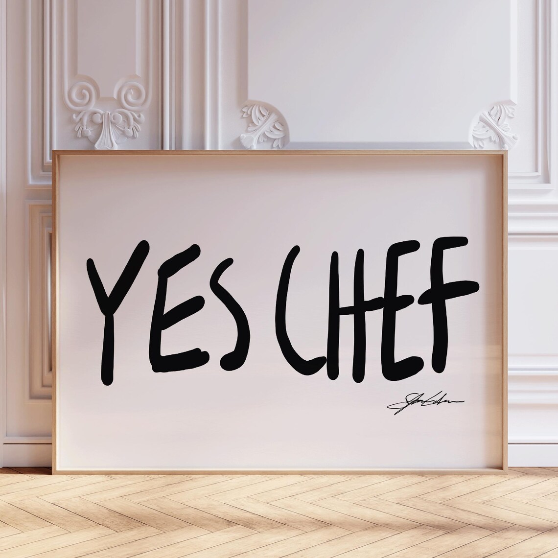 Yes Chef French Quote Mid-Century Kitchen Art Print