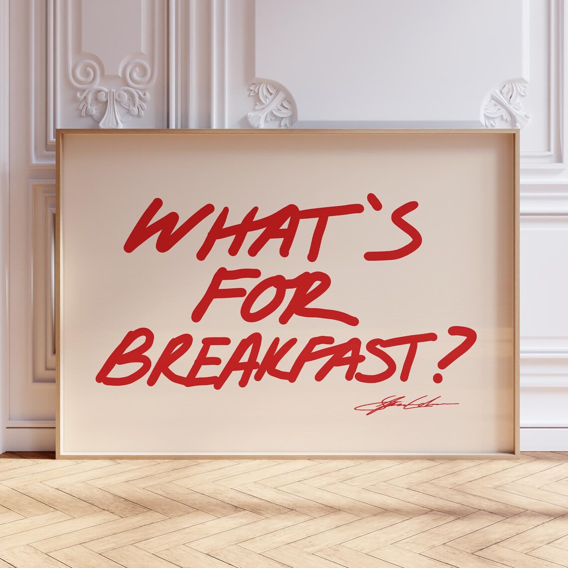 Whats For Breakfast Red Typography Art Print