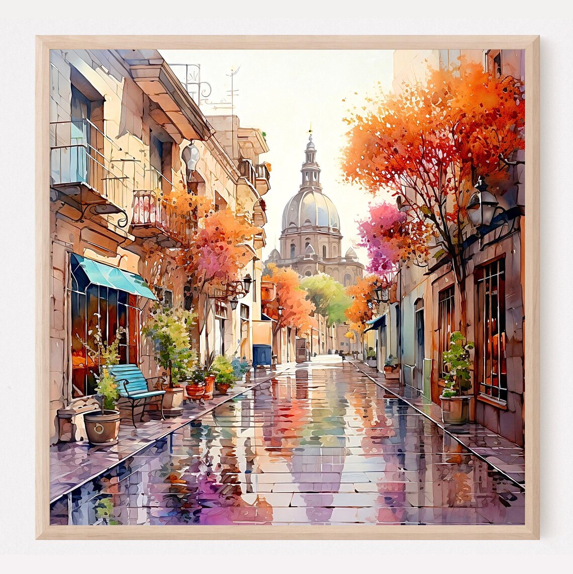 Madrid Cityscape Watercolor Print Spain Travel Art
