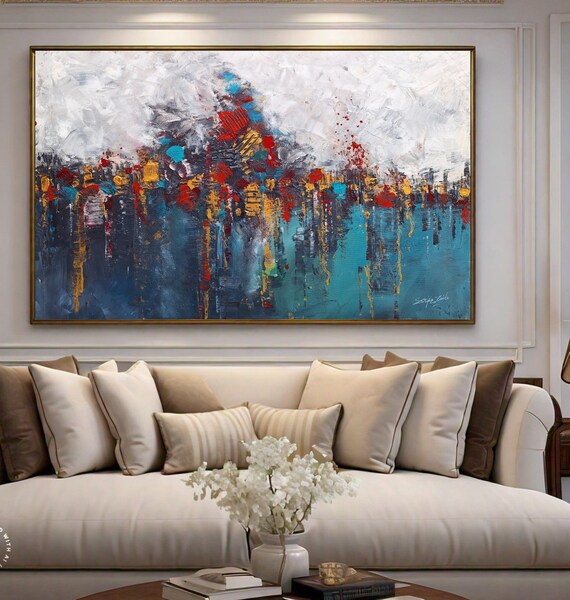 Abstract Art Painting Textured Art Oil Painting Large Wall Art Landscape Painting Colorful Original Painting House Warming Gifts