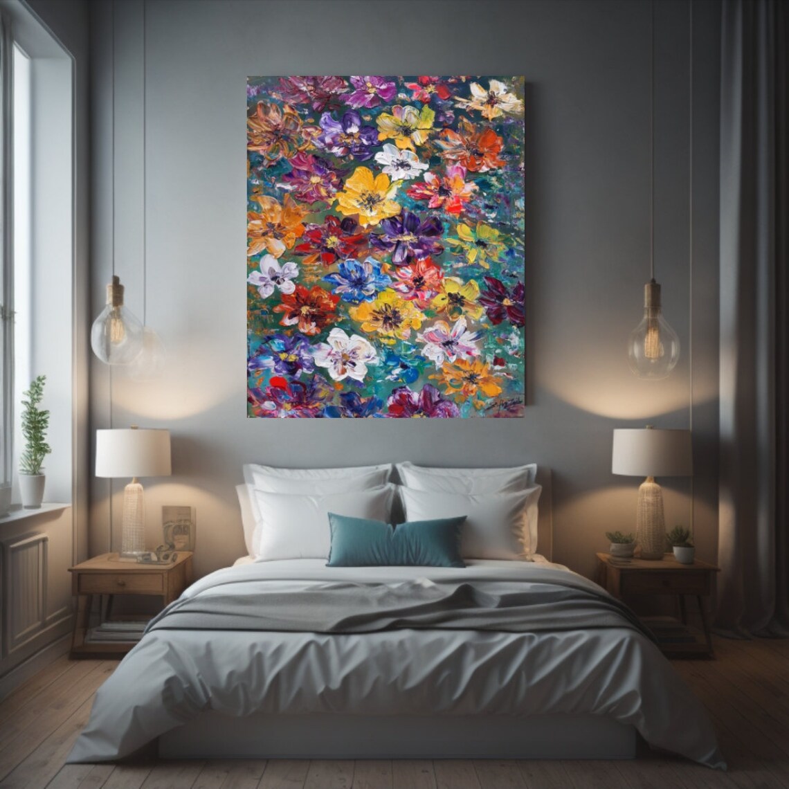 Colorful Flower Oil Painting Vibrant Botanical Floral Poster - Image 2