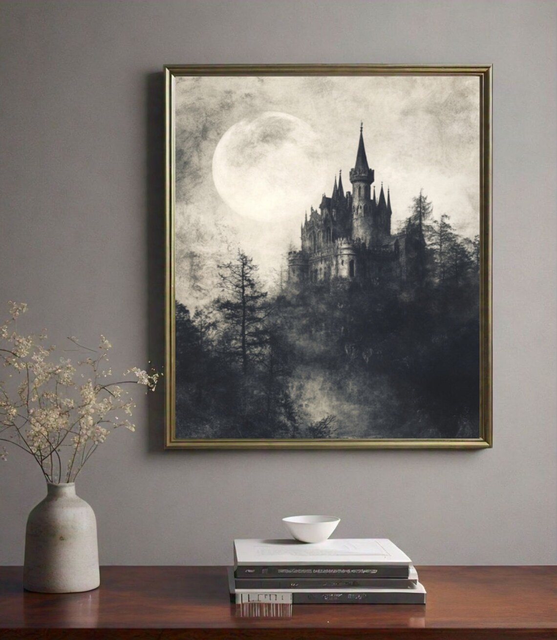 Halloween Haunted House Vintage Poster Print