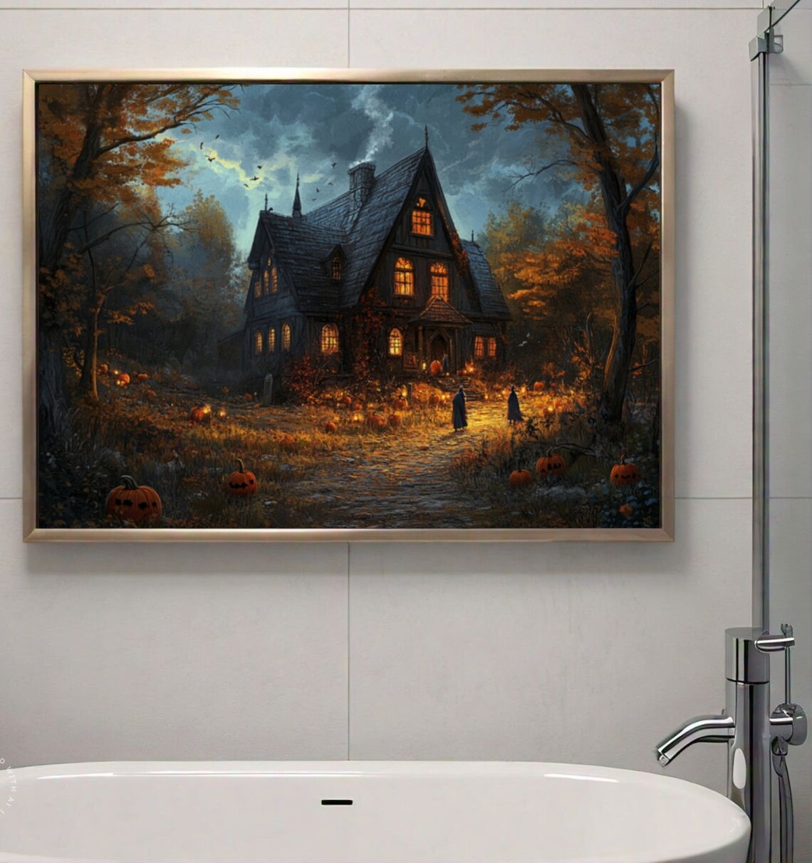Spooky Halloween Haunted House Vintage Art Print - Image 2