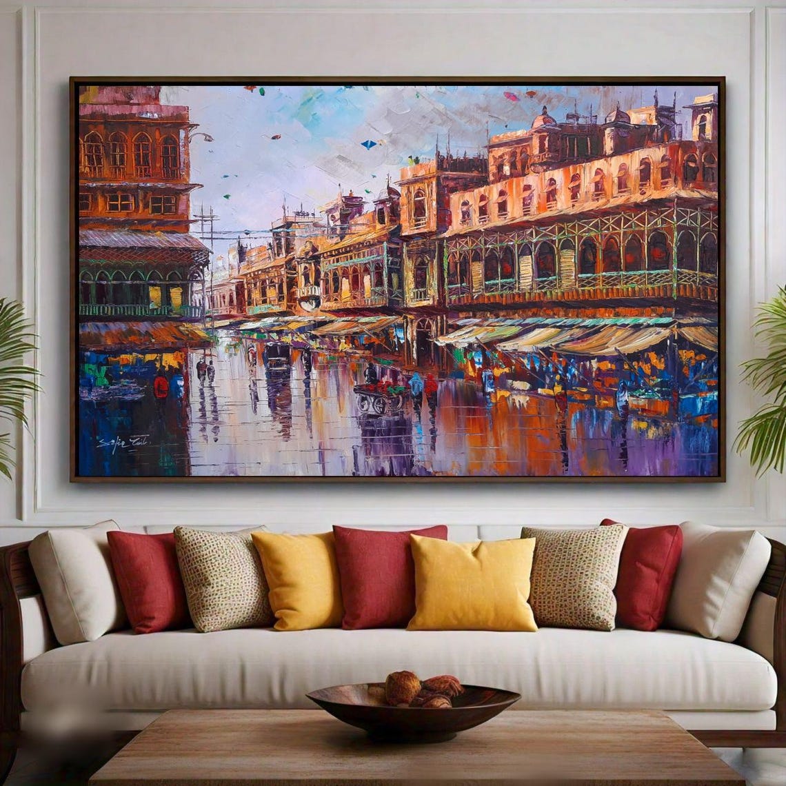 Indian Painting Asian Wall Art Pakistani Art Oil Painting Indian Wall Art Original Painting Large Wall Art Indian Gifts