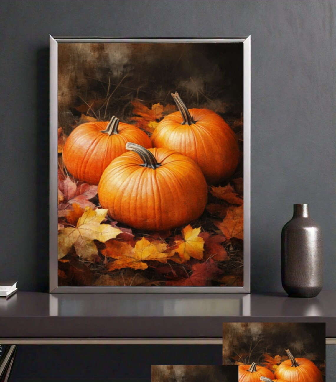 Autumn Pumpkin Art Print, Rustic Fall Decor