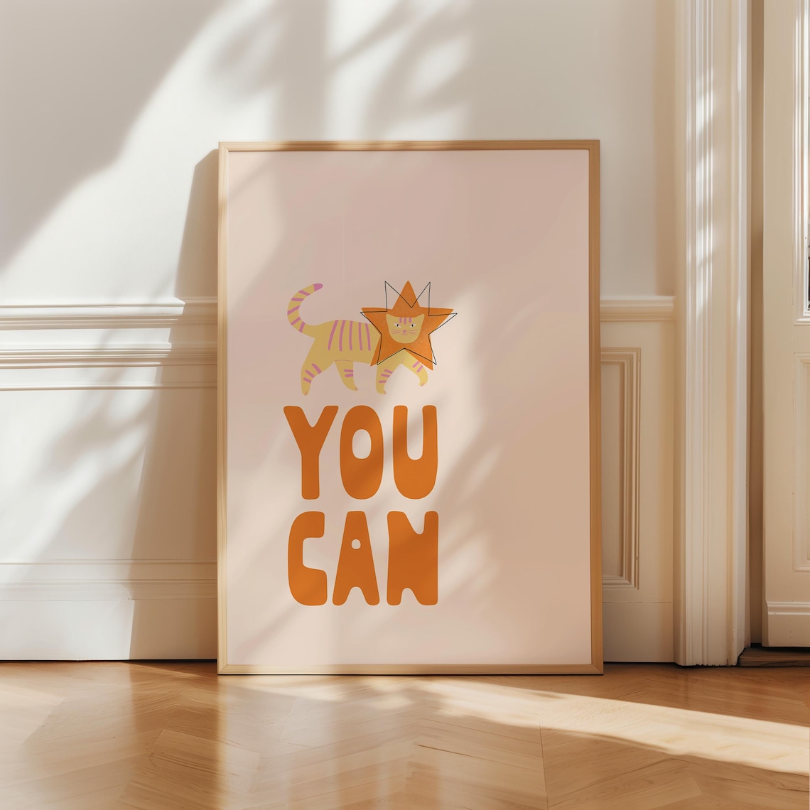 You Can Encouragement Retro Star Head Cat Nursery Wall Poster