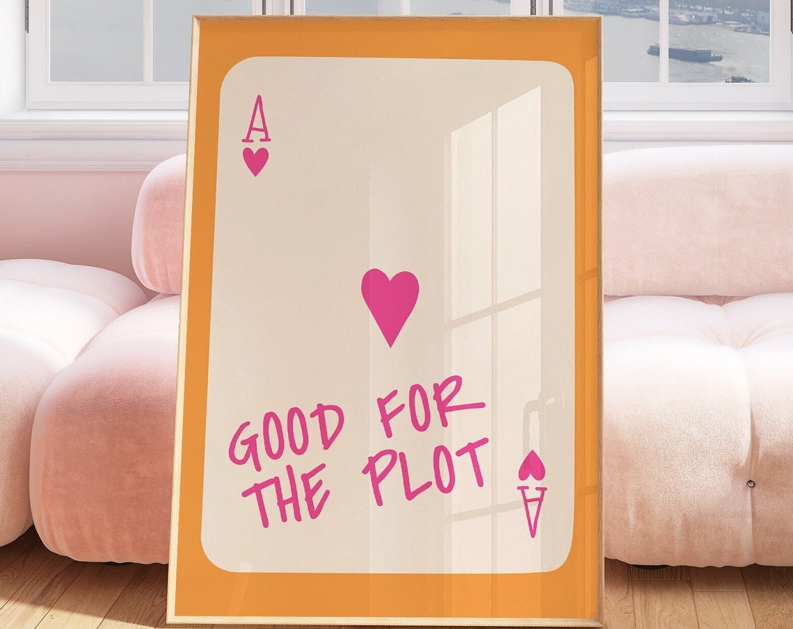 Good for the Plot Pink Ace of Hearts Retro Trendy Y2K Wall Art