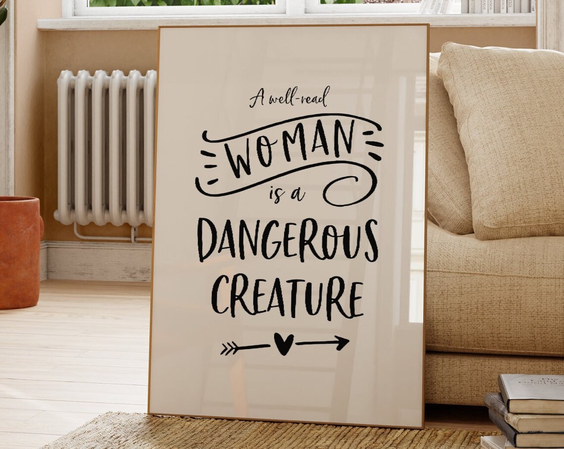 Well Read Woman Quote Print, Bookish Wall Art