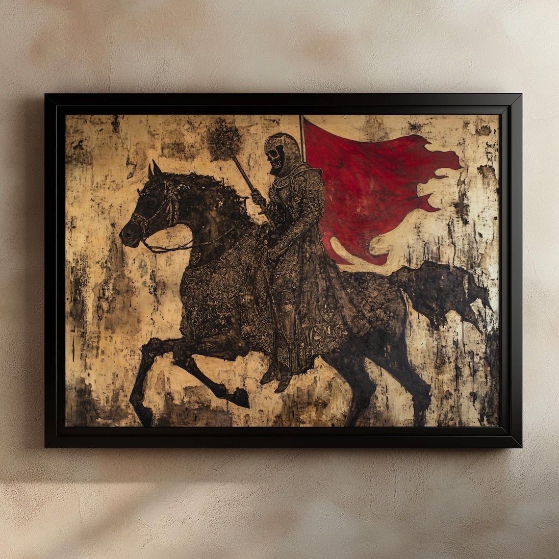 Skeleton Rider Medieval Gothic Horse Art Print - Image 3