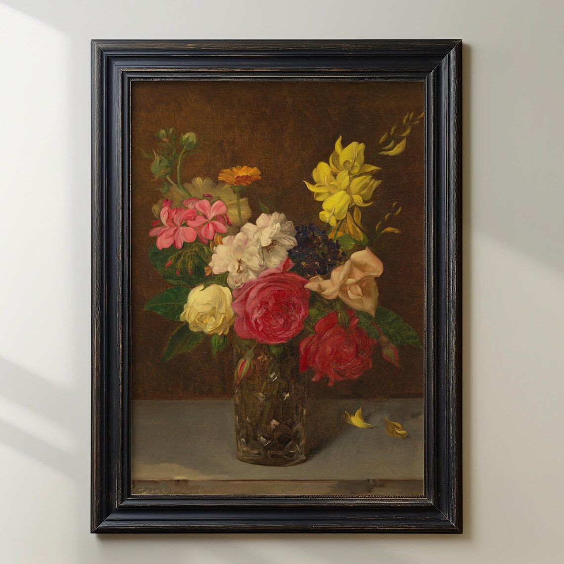 Vintage Rose Bouquet Still Life Antique Floral Painting Poster - Image 3