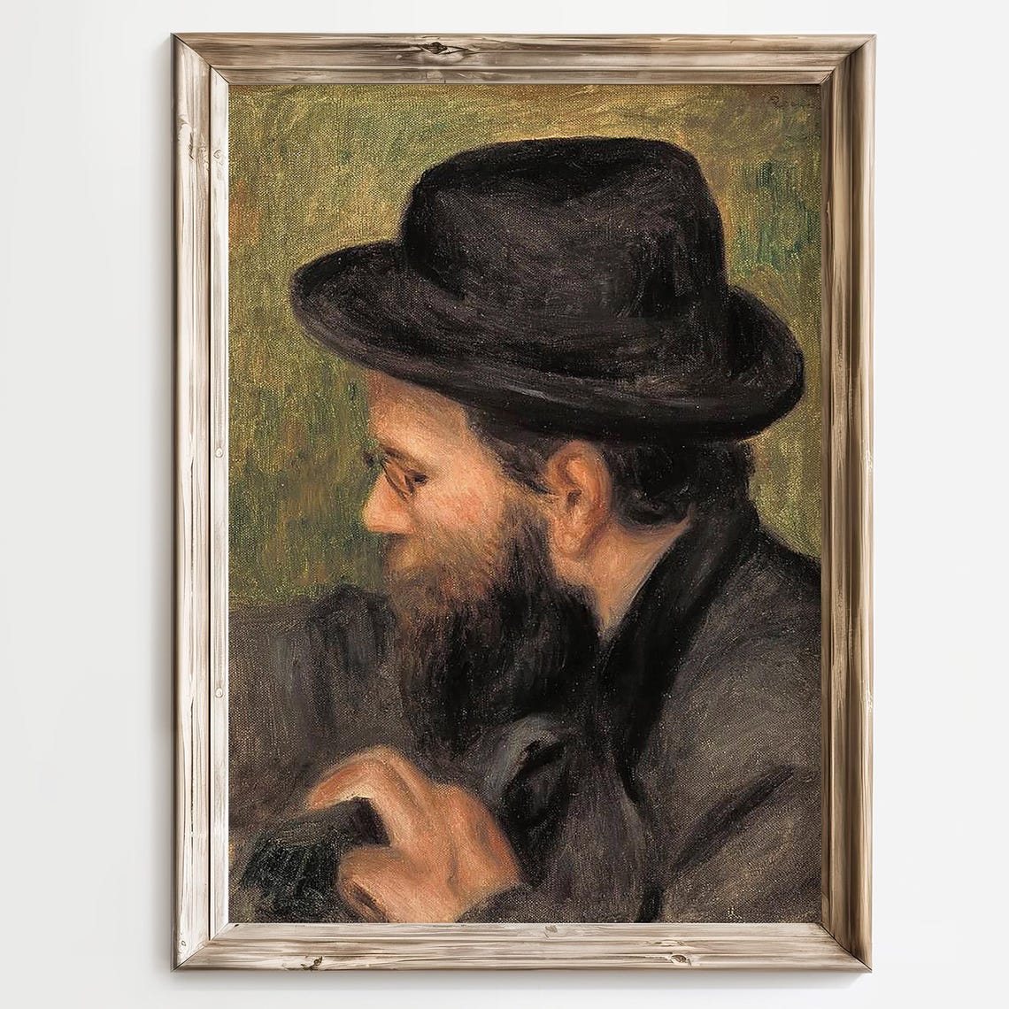 Vintage Impressionist Portrait Bearded Man With Hat Classic Art Print Pierre Auguste Renoir 19th Century Painting Old Master Artwork - Image 2