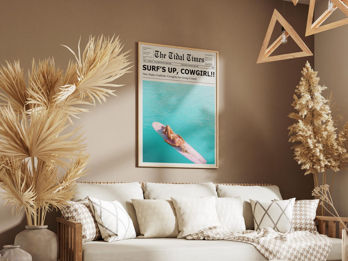 Surfs Up Cowgirl, Retro Vintage Bar Cart Poster - Image 5