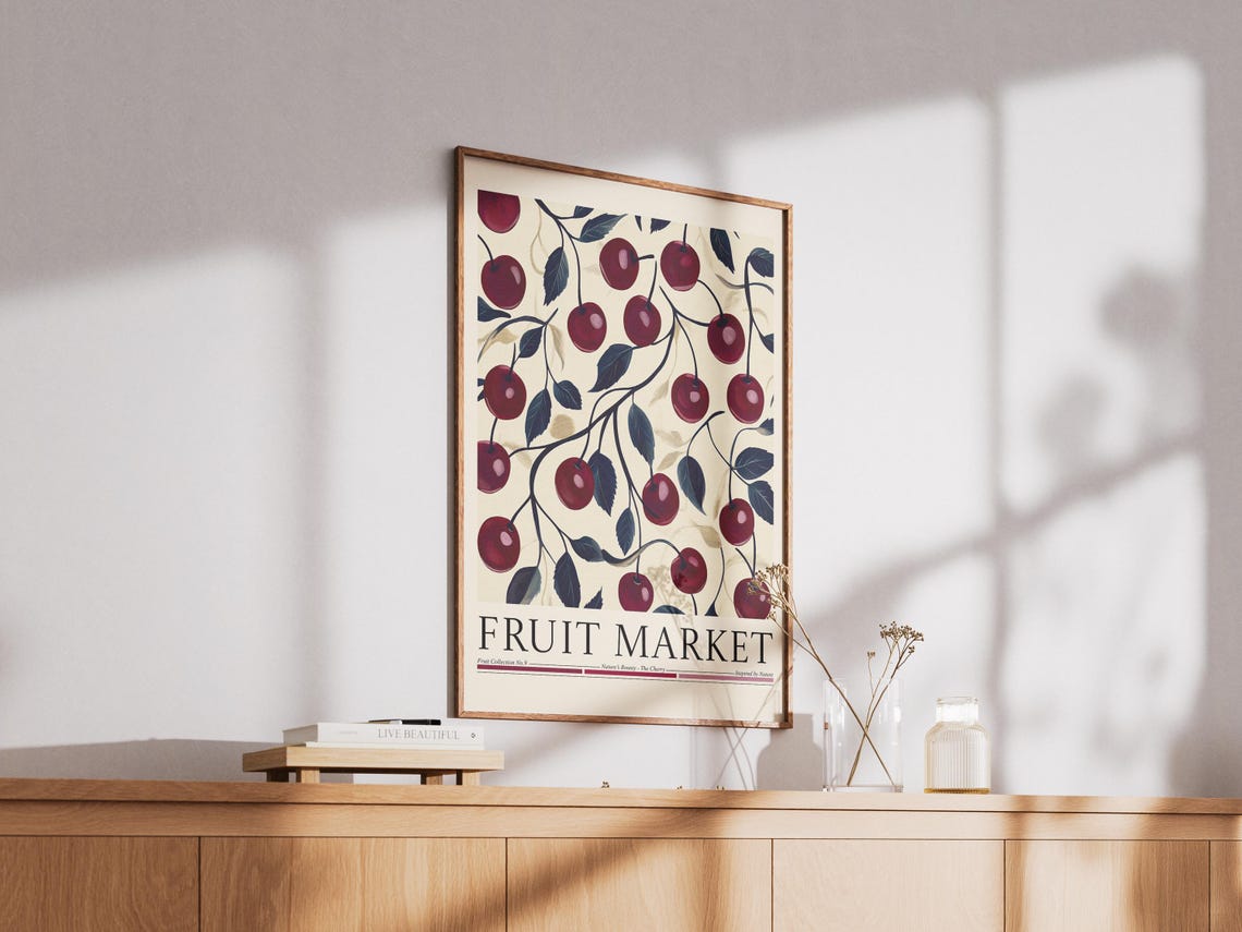 Cherry Fruit Market, Kitchen Wall Decor Art Print - Image 2