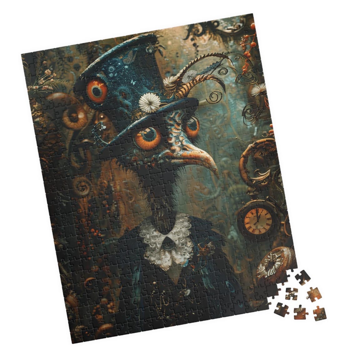 Steampunk Crow in Top Hat Pocket Watch Gothic Bird Witchy Poster