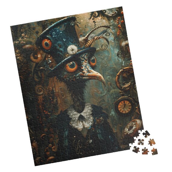 Steampunk Crow in Top Hat Pocket Watch Gothic Bird Witchy Poster