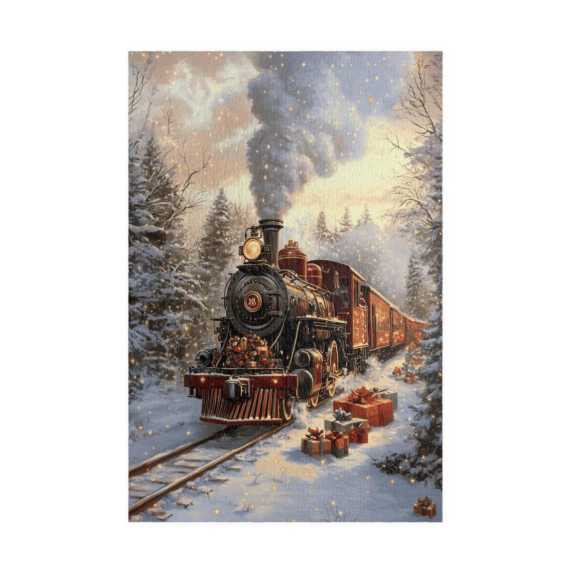 Magical Red Christmas Train Loaded With Gifts In Snow Poster - Image 3