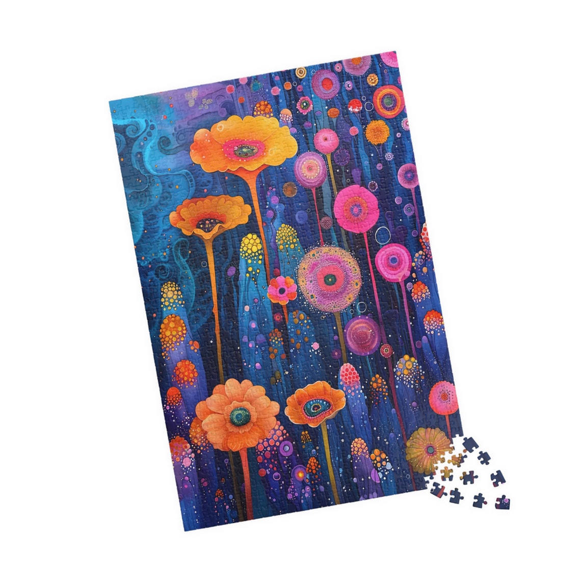 Whimsical Fairy Garden Glowing Neon Flowers Night Dream Art Poster - Image 4
