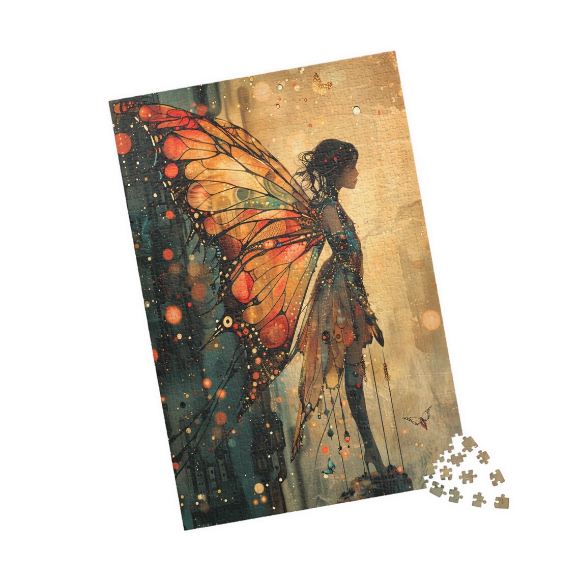 Golden Butterfly Fairy Woman Fantasy Scene Jigsaw Puzzle Print - Image 4