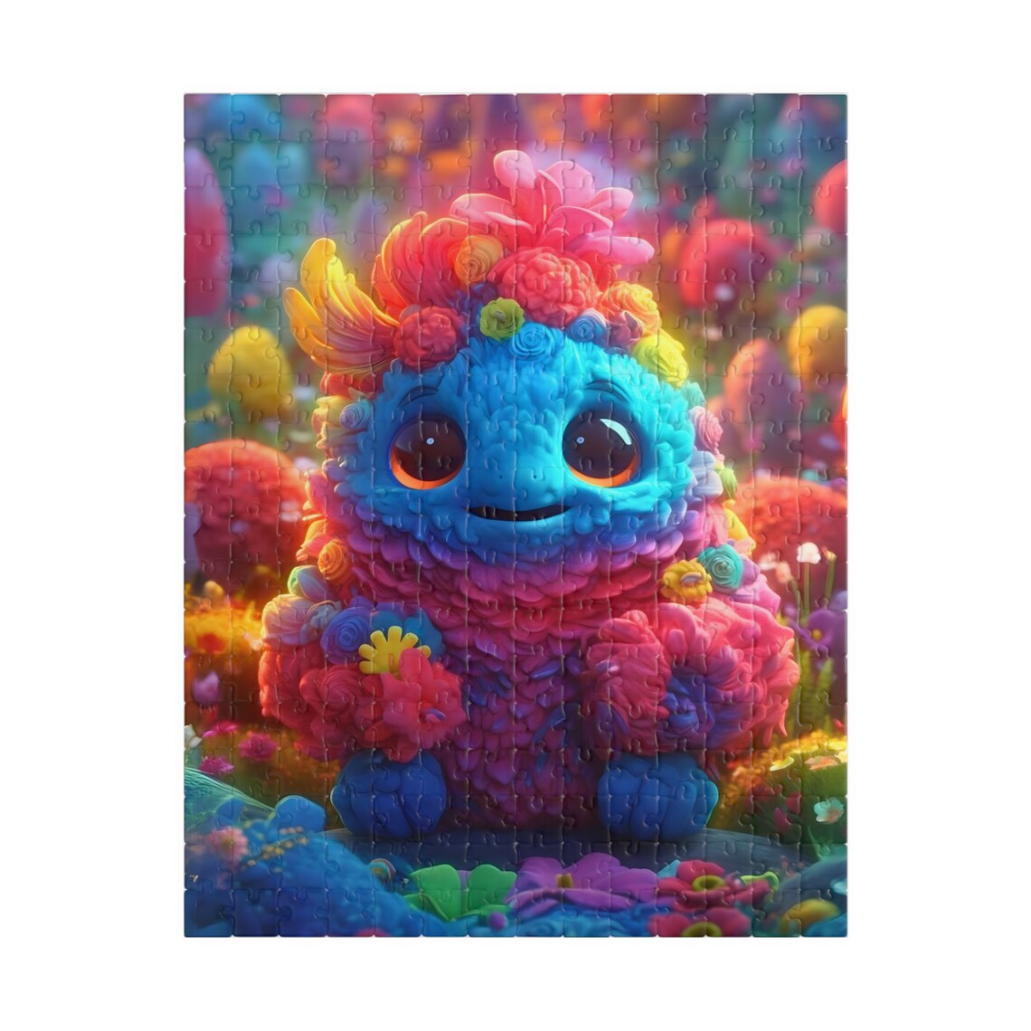 Pixel Smiling Flower Face Fantasy Creature Colorful Garden Poster - Image 2