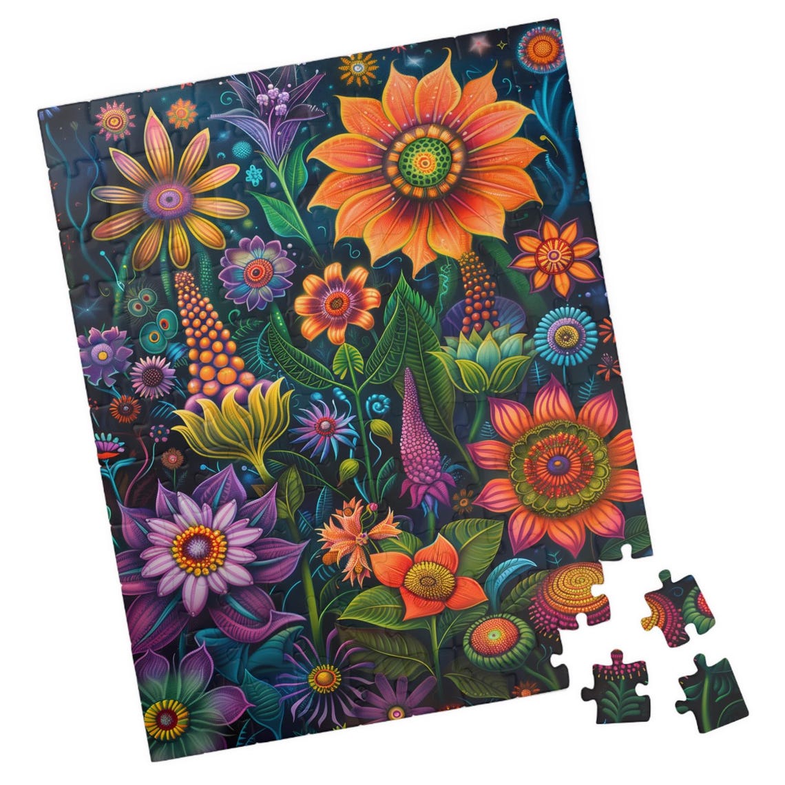 Tropical Dream Fantasy Garden Neon Flower Paradise Night Poster