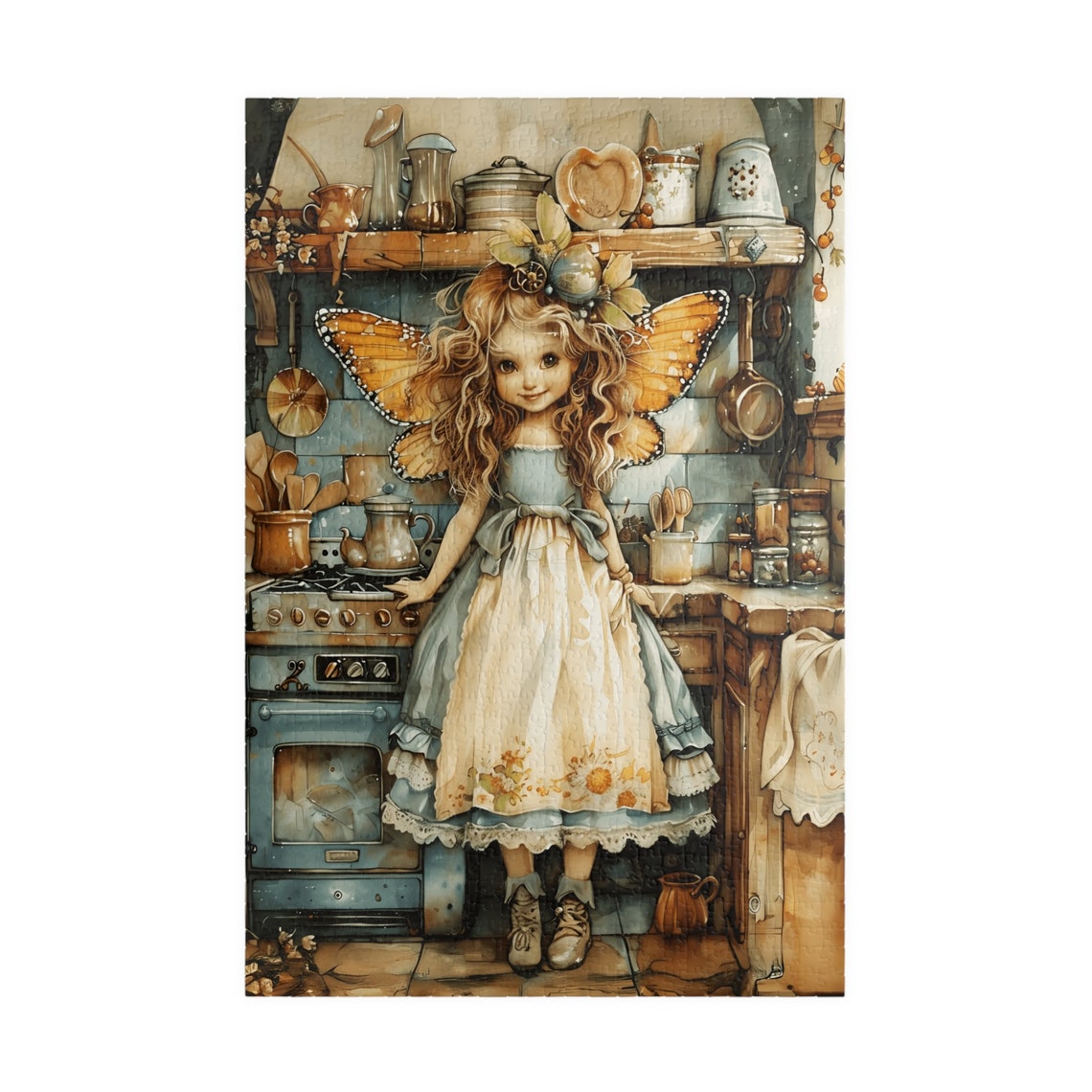Kitchen Fairy Girl Baking in a Rustic Vintage Cottage Kitchen Poster - Image 3